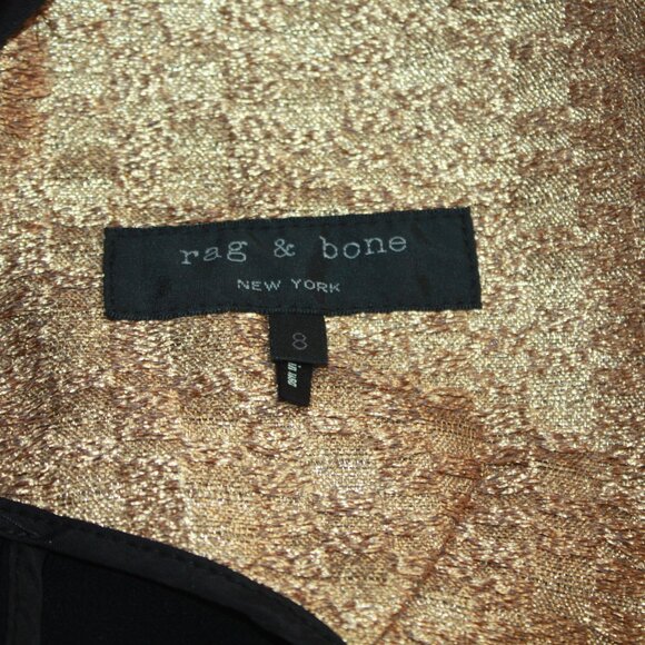 Rag & Bone Black Tuxedo Jacket with Gold Lapels Size 8 - Picture 9 of 10